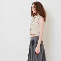 Women Cropped Shirt With Neckerchief - Sand - SW2509153A