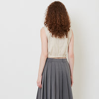 Women Cropped Shirt With Neckerchief - Sand - SW2509153A