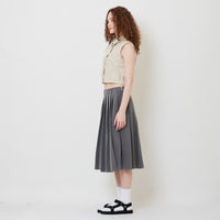 Women Pleated Midi Skirt - Grey - SW2509157A