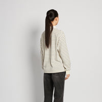 Women Striped Polo Sweatshirt - Cream - SW2510245A