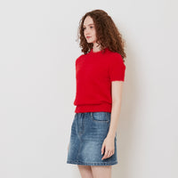 Women Fluffy Knit Top - Red - SW2511181D
