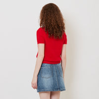 Women Fluffy Knit Top - Red - SW2511181D