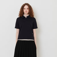 Women Neoprene Polo Top - Navy - SW2511185D