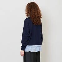 Women Combined Oversized Top - Navy - SW2511186B