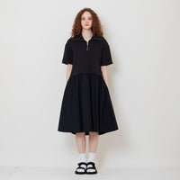 Women Combined Polo Dress - Navy - SW2511187B