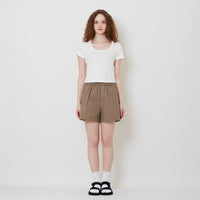 Women Cotton Nylon Shorts - Brown - SW2511192C