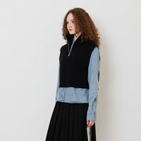 Women Turtle Neck Knit Top - Black - SW2511198B