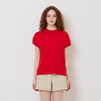 Women Side Split Knit Top - Red - SW2512209D