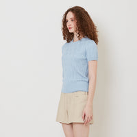 Women Cable Knit Top - Light Blue - SW2512210C