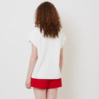 Women Embroidery Polo Knit Top - Off White - SW2512211A