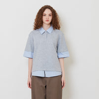 Women Combined Polo Top - Light Grey - SW2512212A