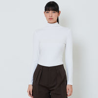 Women Mock Neck Top - Off White - SW2601008A