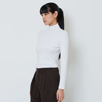 Women Mock Neck Top - Off White - SW2601008A