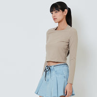 Women 2-Way Knit Top - Khaki - SW2601009B