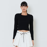 Women 2-Way Knit Top - Black - SW2601009C