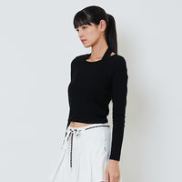 Women 2-Way Knit Top - Black - SW2601009C