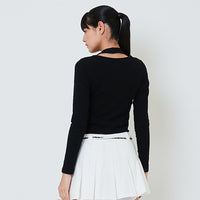 Women 2-Way Knit Top - Black - SW2601009C