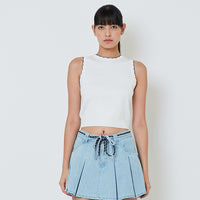 Women Scallop Edge Tank Top - Off White - SW2601012A