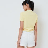 Women Contrast Knit Top - Yellow - SW2601013A