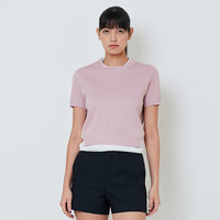 Women Contrast Knit Top - Pink - SW2601013B