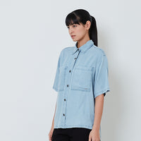Women Chambray Shirt - Light Blue - SW2601018A