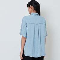 Women Chambray Shirt - Light Blue - SW2601018A