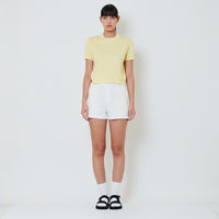 Women Stretch Cotton Shorts - Off White - SW2601021A