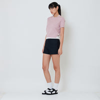 Women Stretch Cotton Shorts - Navy - SW2601021C