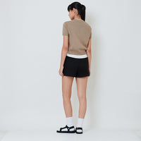 Women Stretch Cotton Shorts - Black - SW2601021D