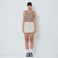 Women Stretch Cotton Skirt - Beige - SW2601022A