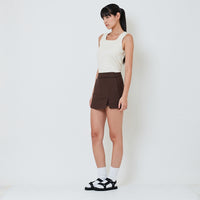 Women Stretch Cotton Skirt - Brown - SW2601022B