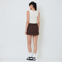 Women Stretch Cotton Skirt - Brown - SW2601022B