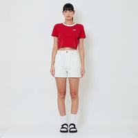 Women High Waist Bermuda Shorts - Off White - SW2601026A