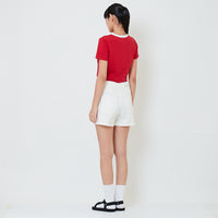 Women High Waist Bermuda Shorts - Off White - SW2601026A
