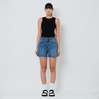 Women High Waist Bermuda Shorts - Blue - SW2601026C