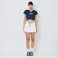 Women Pleated Denim Skirt - Off White - SW2601027A