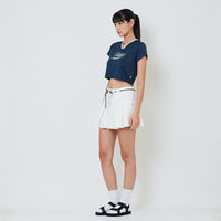 Women Pleated Denim Skirt - Off White - SW2601027A