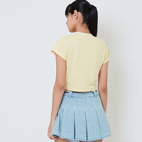 Women Cropped Jersey Top - Yellow - SW2601032A