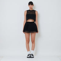 Women Mesh Skirt - Black - SW2601035B