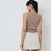 Women Rib-Knit Tank Top - Khaki - SW2601099B