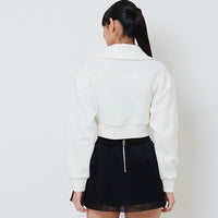 Women Turtle Neck Neoprene Jacket - Off White - SW2601101A