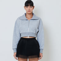 Women Turtle Neck Neoprene Jacket - Light Grey - SW2601101C