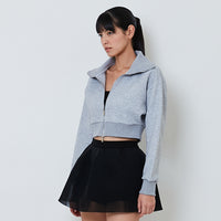 Women Turtle Neck Neoprene Jacket - Light Grey - SW2601101C