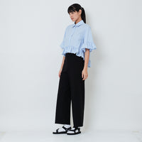 Women Elastic Waist Long Pants - Black - SW2602049B
