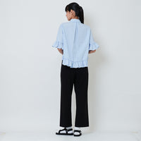 Women Elastic Waist Long Pants - Black - SW2602049B