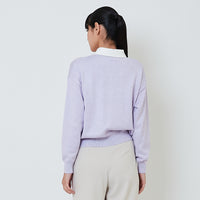 Women Combined Knit Cardigan - Purple - SW2602051A