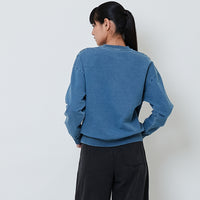 Women Washed Denim Pullover - Blue - SW2602053A