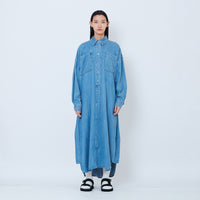 Women Chambray Oversized Dress - Light Blue - SW2602055A
