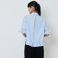 Women Peplum Shirt - Blue - SW2602058A