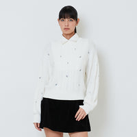 Women Cable Knit Sweater - Off White - SW2602062A